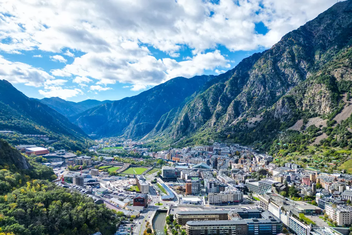 Andorra la Vella capital city in the Pyrenees mountains
