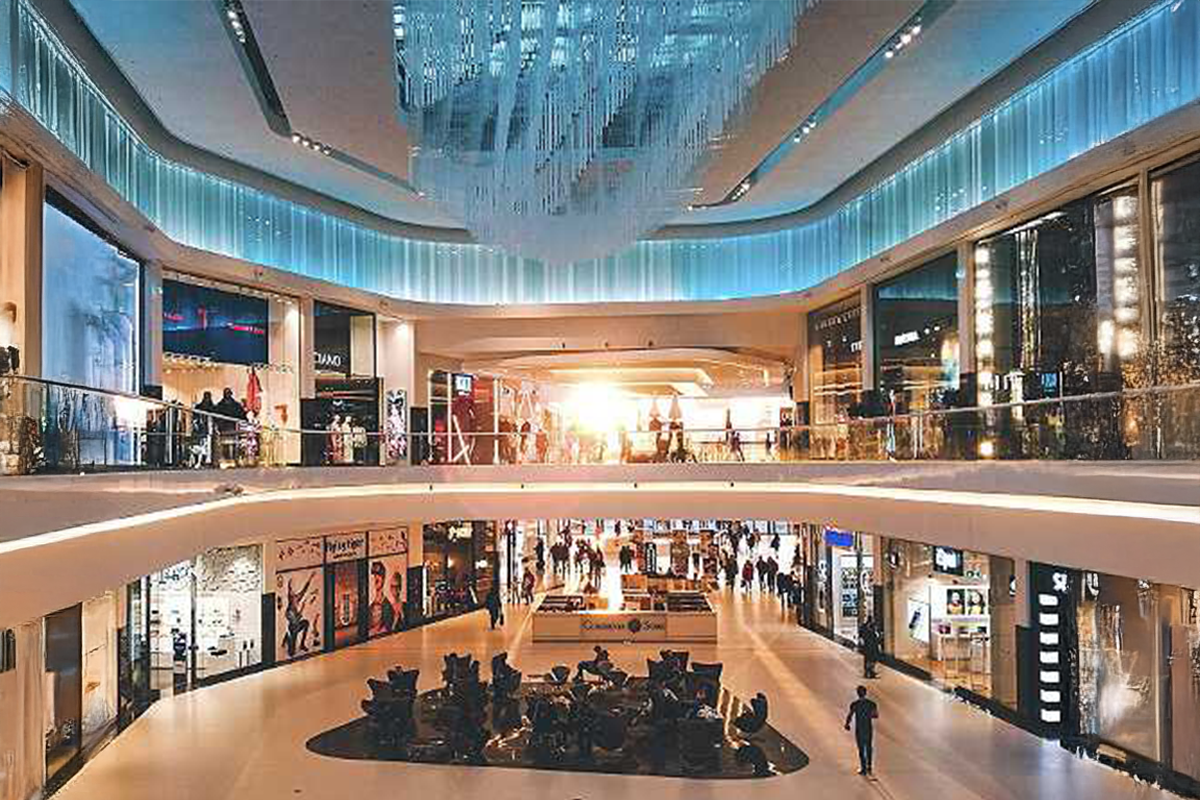 Andorra la Vella commercial street with duty-free shops